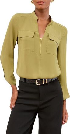 Lipsy Half-Zip Shirt in Green at Nordstrom, Size 12 Us