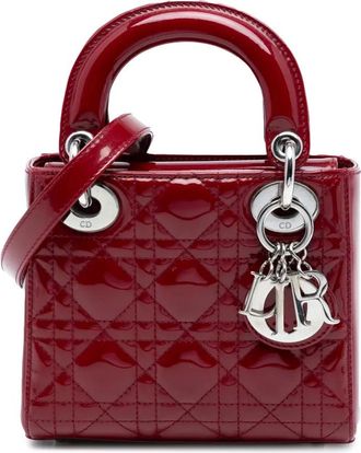 Dior 2015 Mini Patent Cannage Lady Dior satchel - Rosso