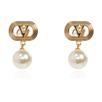 Valentino Garavani Accessoires, Dames, Geel, ONE Size, Glazen Pareloorbellen