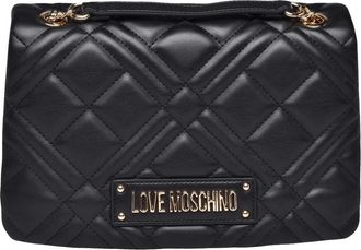 Love Moschino Black Polyurethane Quilted Shoulder Bag