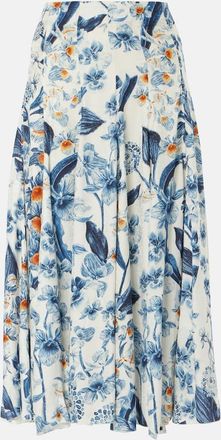 Agua Bendita Mimosa floral midi skirt