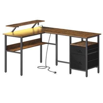 Vasagle Escritorio de 120 x 150 x 76 cm de color marr&oacute;n r&uacute;stico