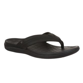 Vionic M Tide II Smooth Leather Mens Toe Post Sandals - Black - Size:UK 12