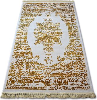 RugsX Rugsx - Alfombra Acr&iacute;lica Manyas 192aa Franjas Marfil/dorado Yellow 80x300 Cm