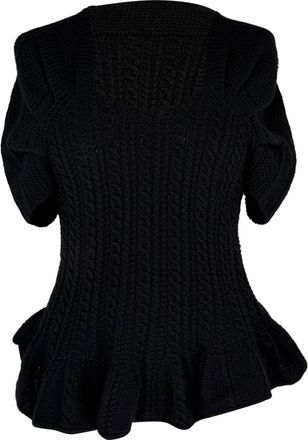 Oscar De La Renta Oscar De La Renta Cable Knit Sweater in Black Cashmere