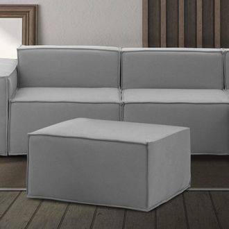 Dmora Talamo Italia - Puff Barbara, Otomana De La Sala De Estar, 100% Made In Italy, Sill&oacute;n Relax En Tela Tapizada, 80x70h43cm, Gris, Con Embalaje Reforzado