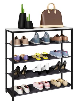 ebuy24 Estante De Zapatos Vcm Dimensiones Aprox. Al. 87 X An. 90 X P. 30 Cm Zapatos En Dise&ntilde;o De Estilo Industrial Estante Con 4 Compartimentos - Taliro (bla