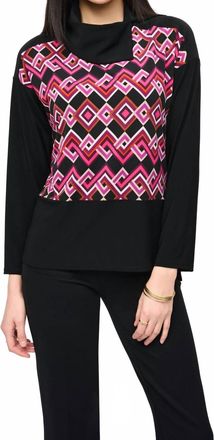 Joseph Ribkoff Cowl Neck Pullover Top In Black/pink