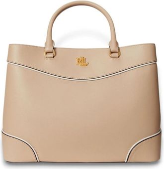 Ralph Lauren Marcy Grote Satchel Tas - Dames - Handtassen - Beige - ONE Size - Leer - Tassen