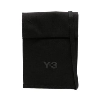 Yohji Yamamoto Black Logo Print Wallet with Strap - male - Y-3 - Cross Body Bags - Black - ONE SIZE - Bags