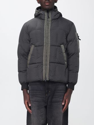 Stone Island Piumino corto in nylon riciclato con cappuccio e logo Compass
