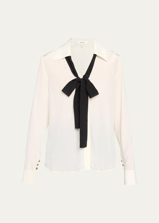 Frame Denim Point Collar Silk Shirt