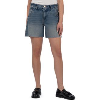 Kut from the Kloth Hailey Raw Hem Mid Rise Denim Bermuda Shorts in Intensity at Nordstrom, Size 14