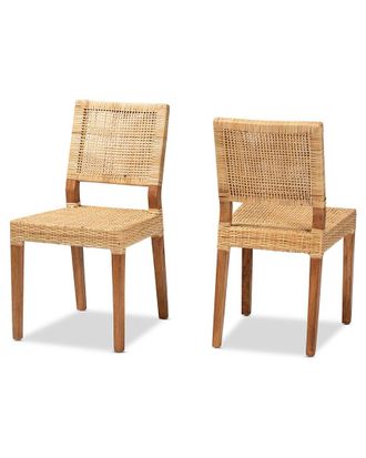 Baxton Studio Lesia Rattan & Wood Dining Chair