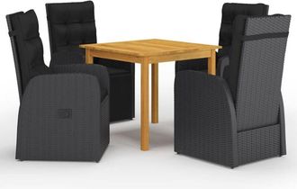 vidaXL Juego De Comedor Para Jard&iacute;n 5 Piezas Negro Vidaxl