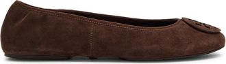 Tory Burch Reva Travel Logo Suede Ballet Flats - Brown - 11 (IT42 / UK9)
