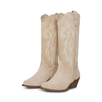 Steve Madden Windie Western Boots Womens Sand Leather Block Heel HTAT1368