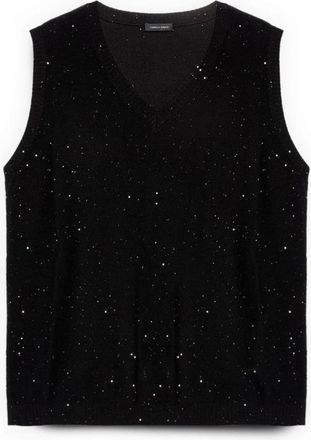 Fiorella Rubino Truien & Vesten, Dames, Zwart, XL, Pailletten, Gebreide top met micro pailletten