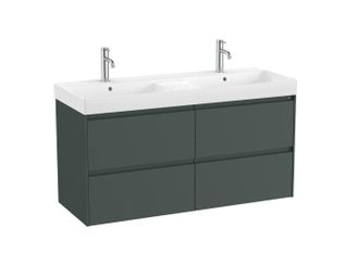 Roca Pack Unik Mueble De 4 Cajones + Lavabo Doble Ona Roca Color: Verde Mate