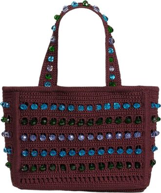 Sandro Beaded crochet bag in Brown at Nordstrom, Size Medium