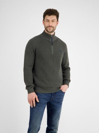 Lerros Troyer LERROS Herren Stricktroyer, grob gerippt, Herren, Gr. M, chilled olive, 100% Baumwolle, ohne Ausschnitt, Pullover Troyer