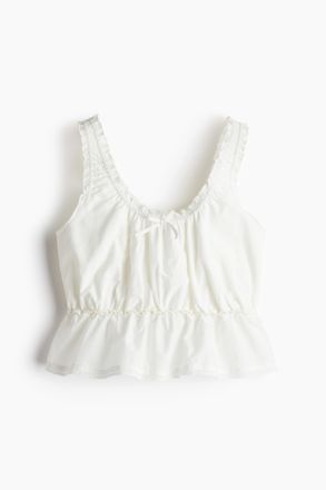 H&M Peplum-Top mit Raffungen - Weiss