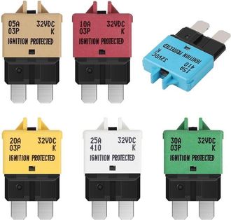 OEM Fusibles De Reinicio Manual De 32 V Cc - 5 A, 10 A, 15 A, 20 A, 25 A, 30 A. Kit De Fusibles Reiniciables Para Coche, Cami&oacute;n, Barco, Caravana, Remolque