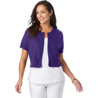 Jessica London Jewel-Neck Shrug in Midnight Violet at Nordstrom, Size 28