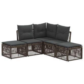 vidaXL Conjunto De Sof&aacute;s De Jard&iacute;n 5 Pcs Gris Rat&aacute;n Sint&eacute;tico Vidaxl