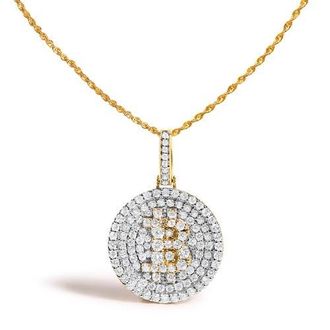 House of Brilliance 10K Yellow Gold 2-1/3 Cttw Diamond Bitcoin Letter B Pendant Necklace at Nordstrom