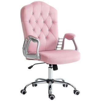 Vinsetto Home Office Chair With Adjustable Height Tilt Function Pink | TJ Hughes