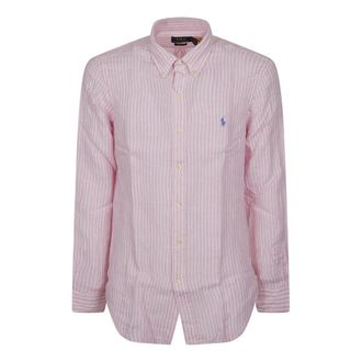 Polo Ralph Lauren Casual Shirts, male, Pink, Size: S Long Sleeve Sport Shirt