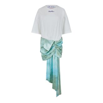 Off-white Womens Off White Crew Neck Midi T-Shirt Dress in Light Blue - Size 12 UK