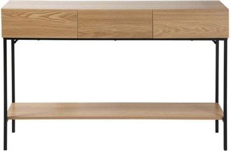 Calicosy Consola De 3 Cajones Con 1 Estante Inferior, Decoraci&oacute;n De Madera Y Metal Negro, L120 Cm - Tessa