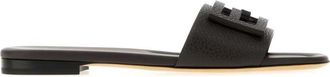 Fendi Black Leather Sandals
