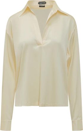 Tom Ford Zijdenmix satijnen blouse - Dames - Blouses - Beige - S - Satijn - Overhemden