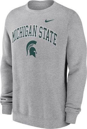 Nike Michigan State Arch Nike Mens College Pullover Crew in Grey | NKPU06GMST-Y48