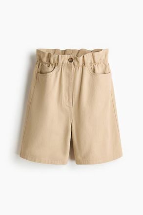 H&M Paper Bag Bermuda Shorts in Beige at Nordstrom, Size 16