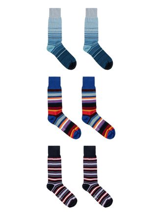 Paul Smith striped-pattern socks set (set of three) - Blue