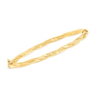 Ross-Simons Italian 14kt Yellow Gold Oval Twisted Bangle Bracelet