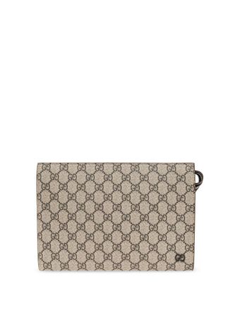 Gucci GG Supreme clutch bag - men - Canvas - One Size - Neutrals