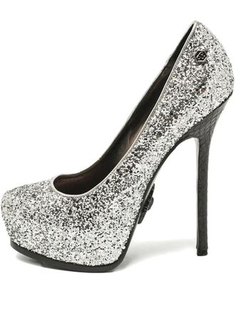 Philipp Plein glitter snakeskin pumps - women - glitter/Leather/Leather - 37 - Silver
