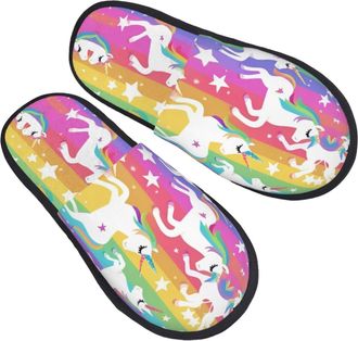 Generic Comfortable Mens Slipper Horse Seas On Stripes print House Shoes Non-Slip Hotel Slippers for Family Travel Bedroom L