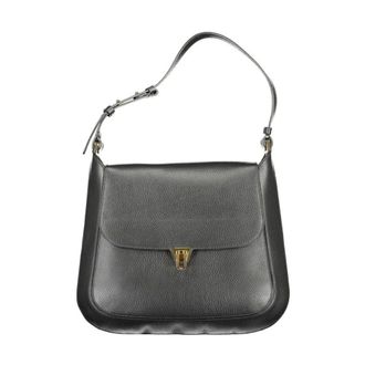 Coccinelle Shoulder Bags, female, Black, Size: ONE SIZE Chic Leather Handbag with Turn Lock