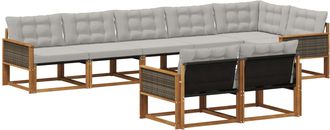 vidaXL Conjunto De Sof&aacute;s De Exterior 8 Uds. Natural Y Gris Claro Vidaxl