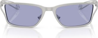 Diesel DL1015 58mm Rectangular Sunglasses in Matte Silver /Violet at Nordstrom