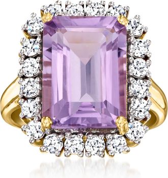 Ross-Simons Amethyst Ring With Lab-Grown Diamonds in 18kt Gold Over Sterling