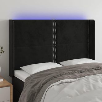 vidaXL Cabecero Con Led De Terciopelo Negro 147x16x118/128 Cm Vidaxl