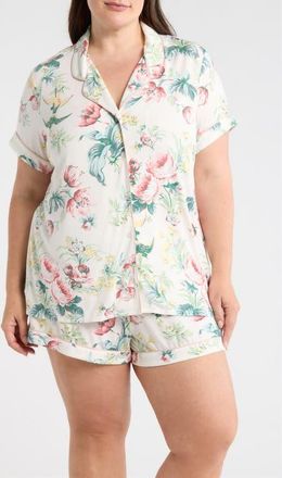 Nordstrom Moonlight Eco Short Pajamas in Ivory- Coral Orange Blossom at Nordstrom, Size 1X