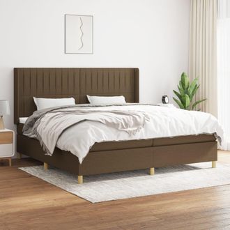 vidaXL Vidaxl - Cama Box Spring Con Colch&oacute;n Tela Marr&oacute;n Oscuro 200x200 Cm